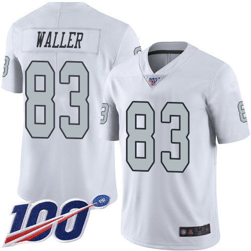 Men Oakland Raiders Limited White Darren Waller Jersey NFL Football #83 100th Season Rush Vapor Jersey